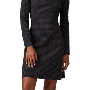 Theory Kamillina S Houndstooth Knit Twill Dress Size 6 Long Sleeve